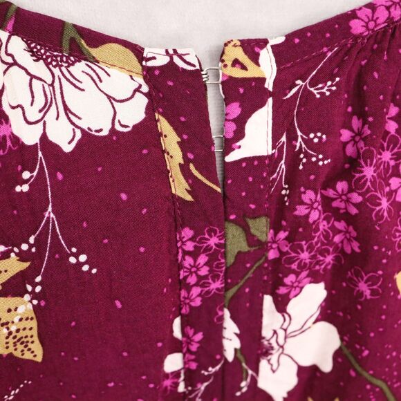 Torrid Top Plus Size 1X Plum White Floral Off Shoulder Spaghetti Straps Blouse - Picture 10 of 13